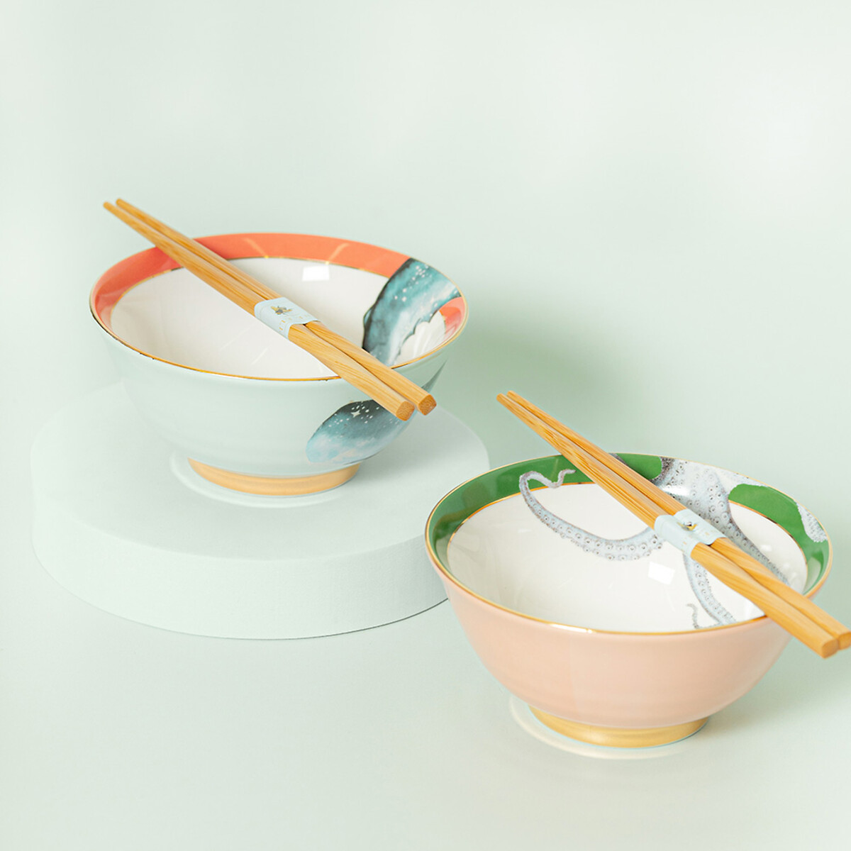 Set of 2 'Under the Sea' Rice Bowls with Chopsticks multi-coloured, YVONNE ELLEN
