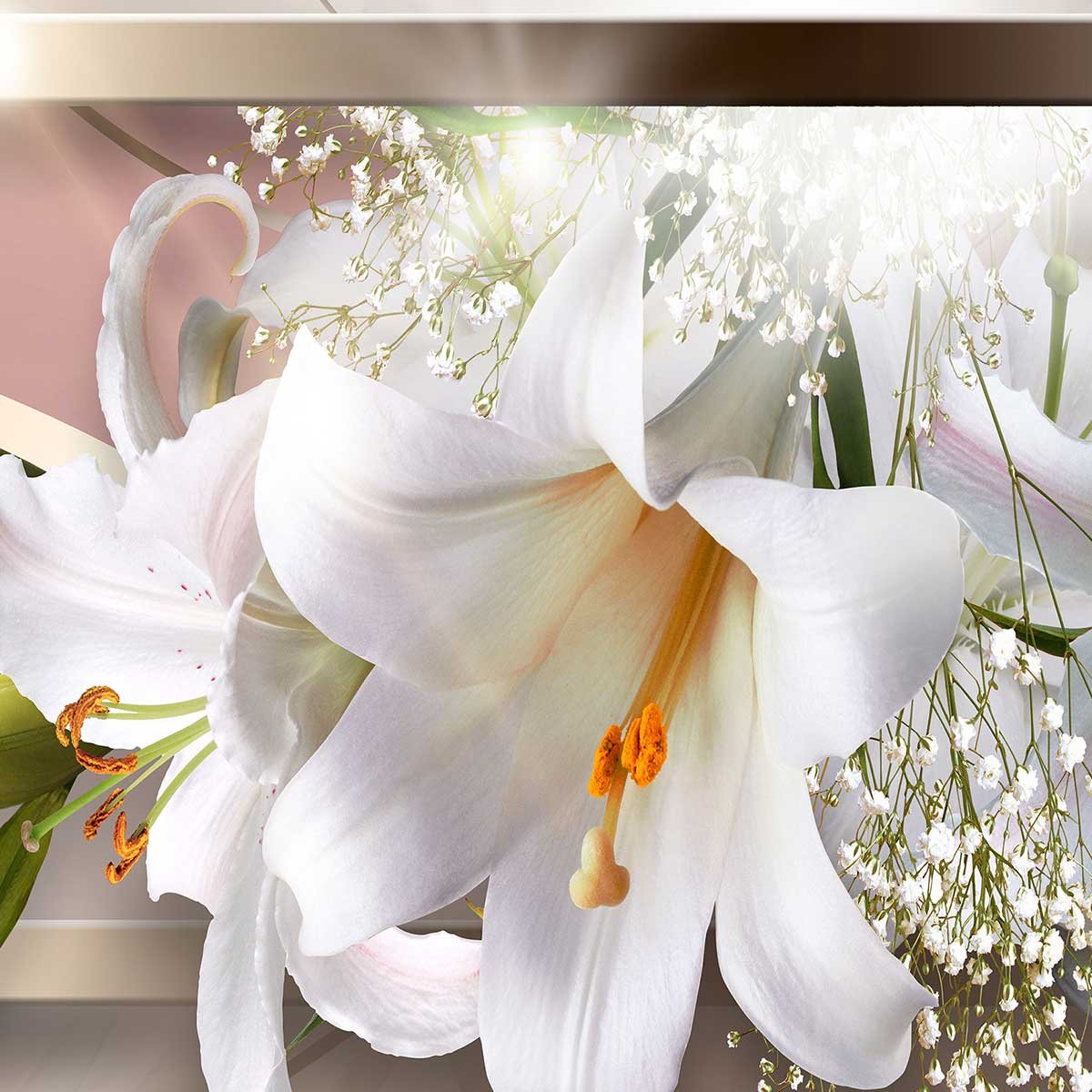 Affiche encadrée fleurs blanches élégantes affiche + cadre en métal - noir, HEXOA