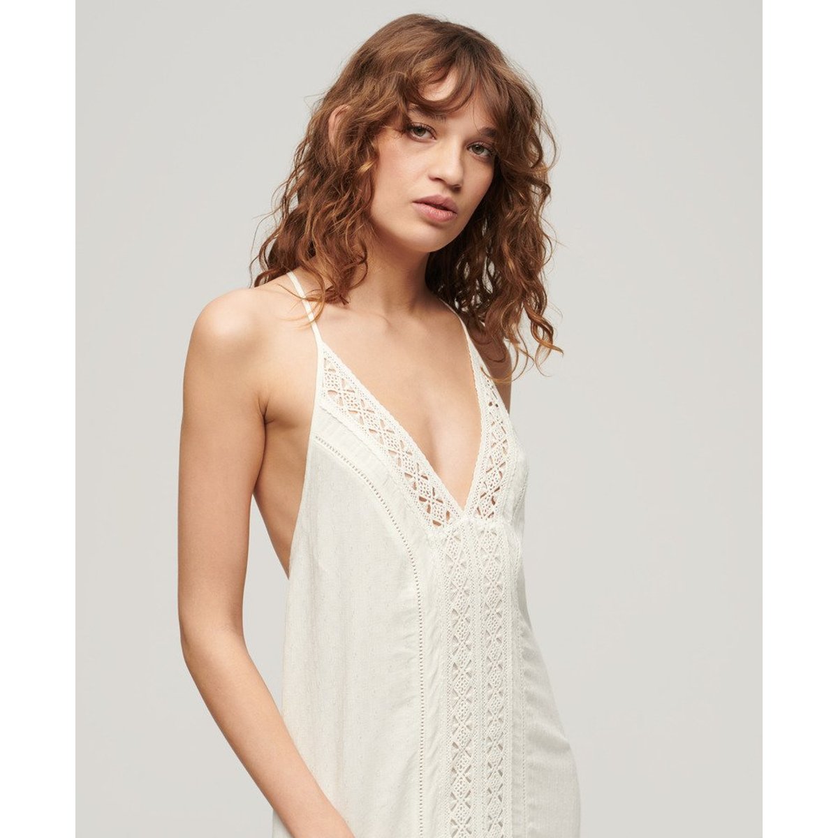 Robe caraco longue Ibiza blanc cassé, SUPERDRY