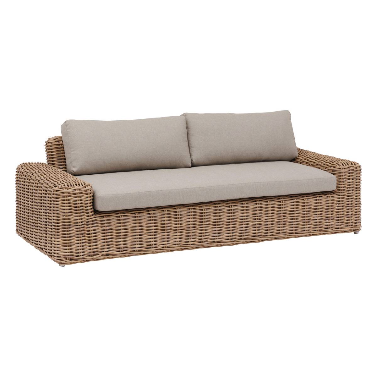 Canapé de jardin 3 places en résine tressée SAVINIA beige, HESPERIDE