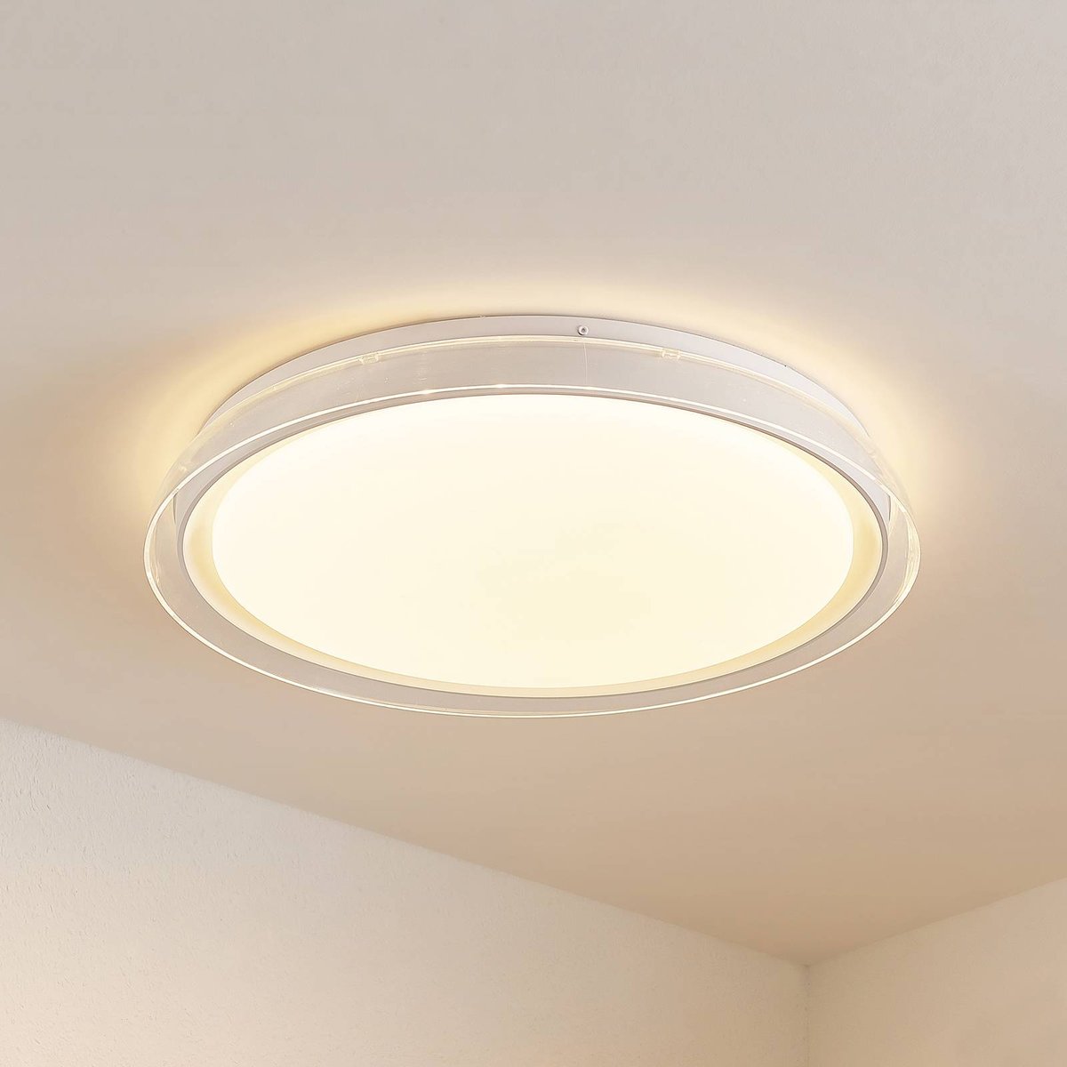 Plafonnier moderneLED, Sleya blanc, LINDBY