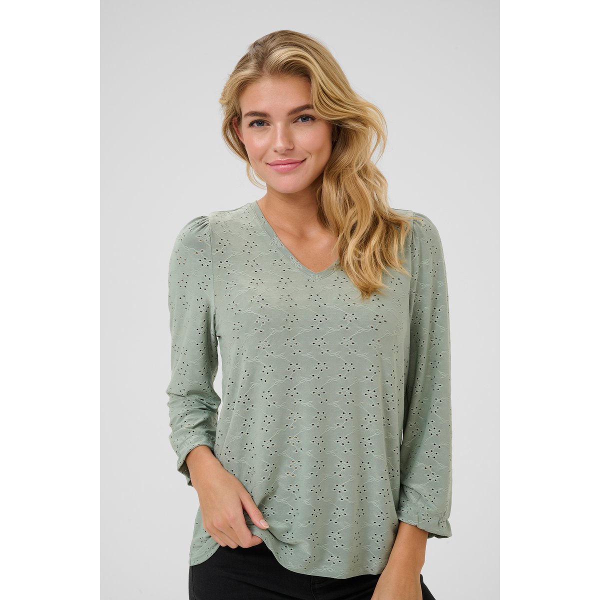 Blouse with long sleeve vert lily pad cc, KAFFE