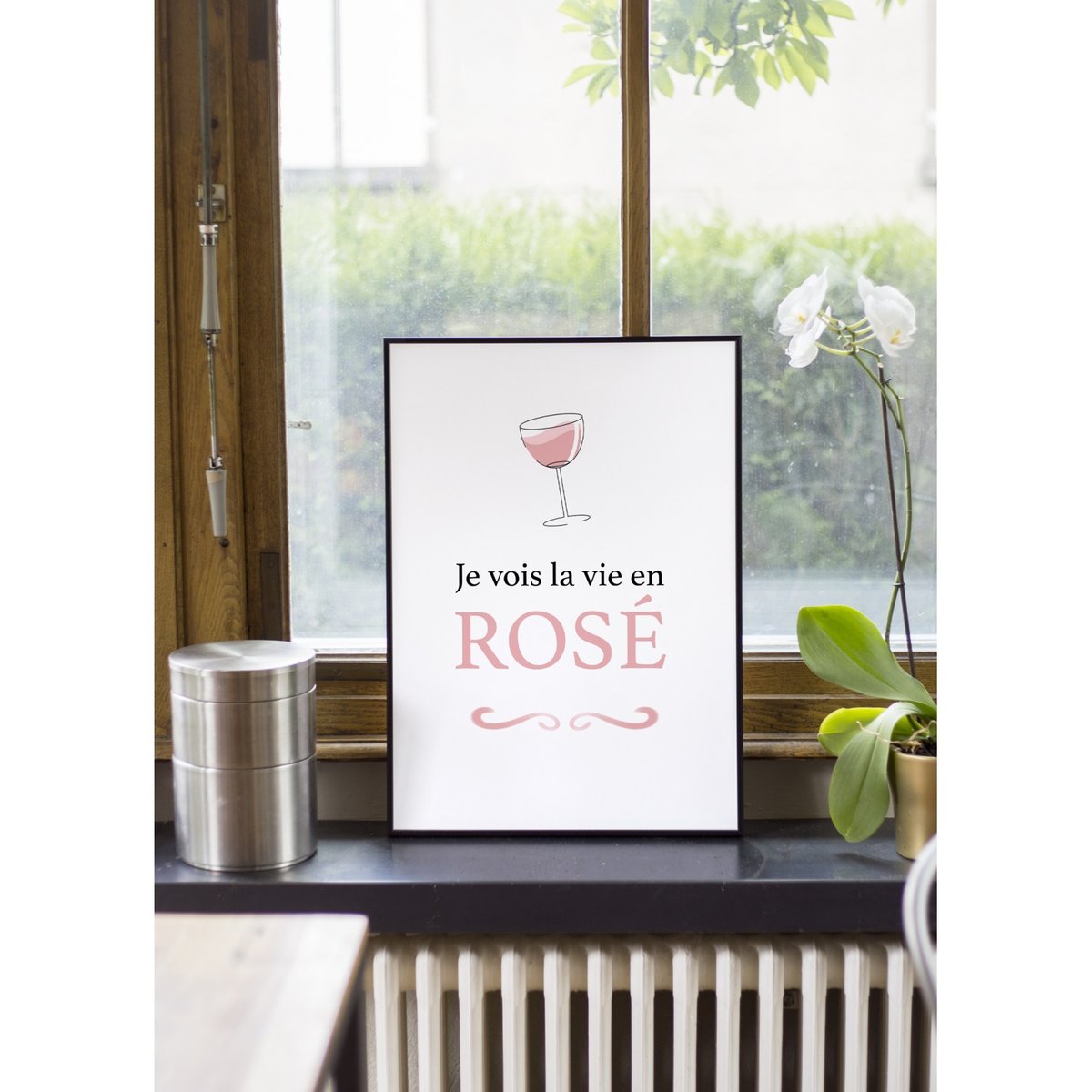 Affiche 'Je vois la vie en rosé' blanc, L'AFFICHERIE