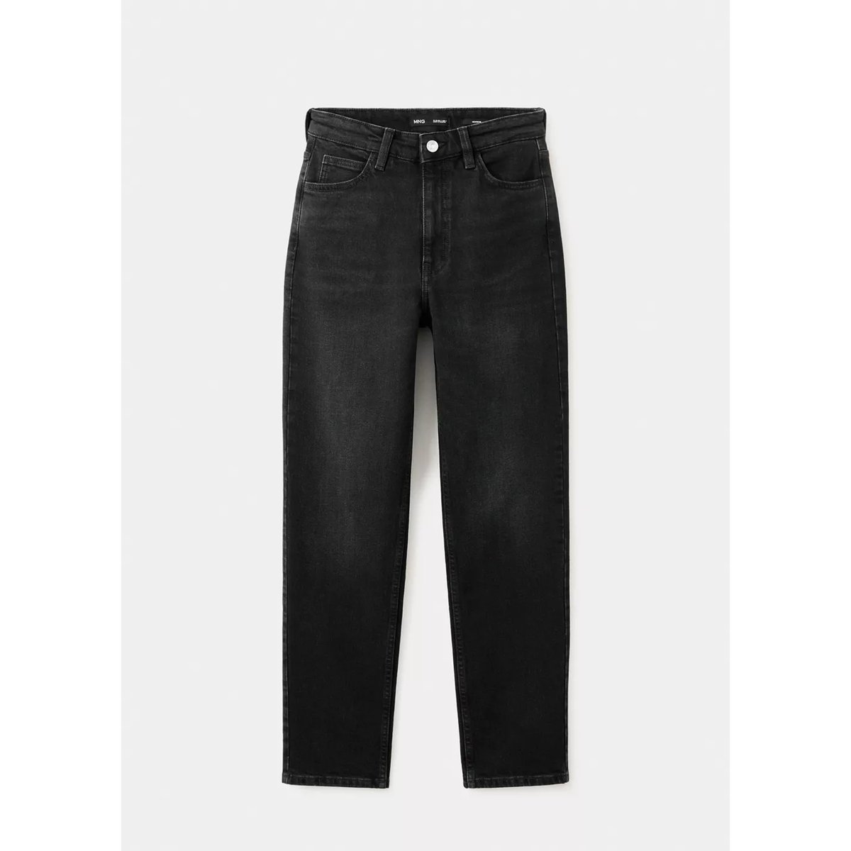 Jean Newmom confort taille haute black denim, MANGO