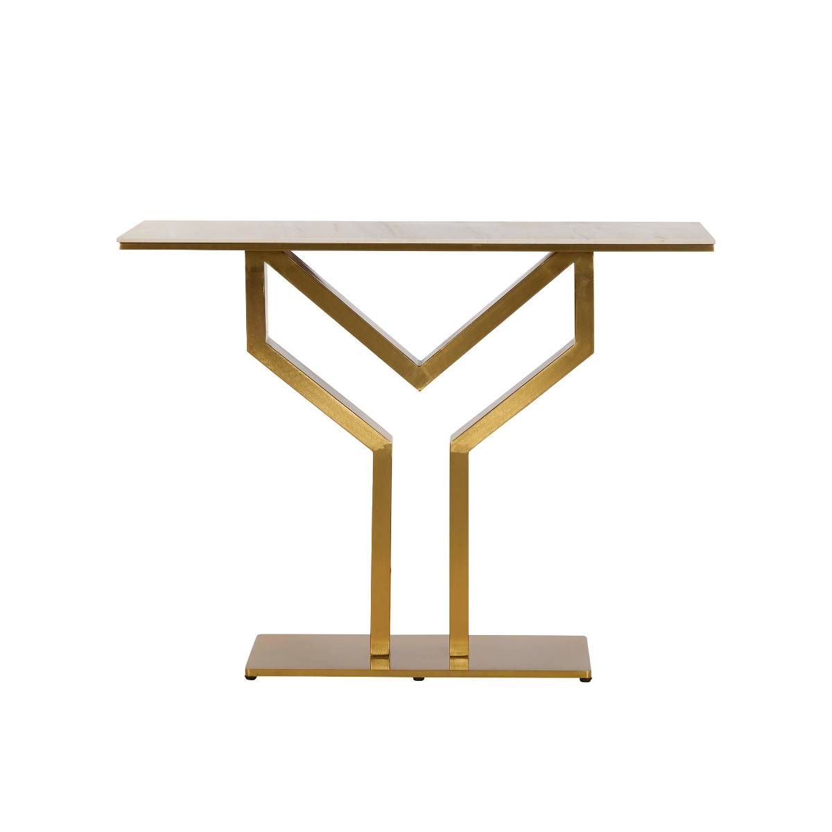 Console en métal doré et en céramique AYLA blanc, MADE IN MEUBLES