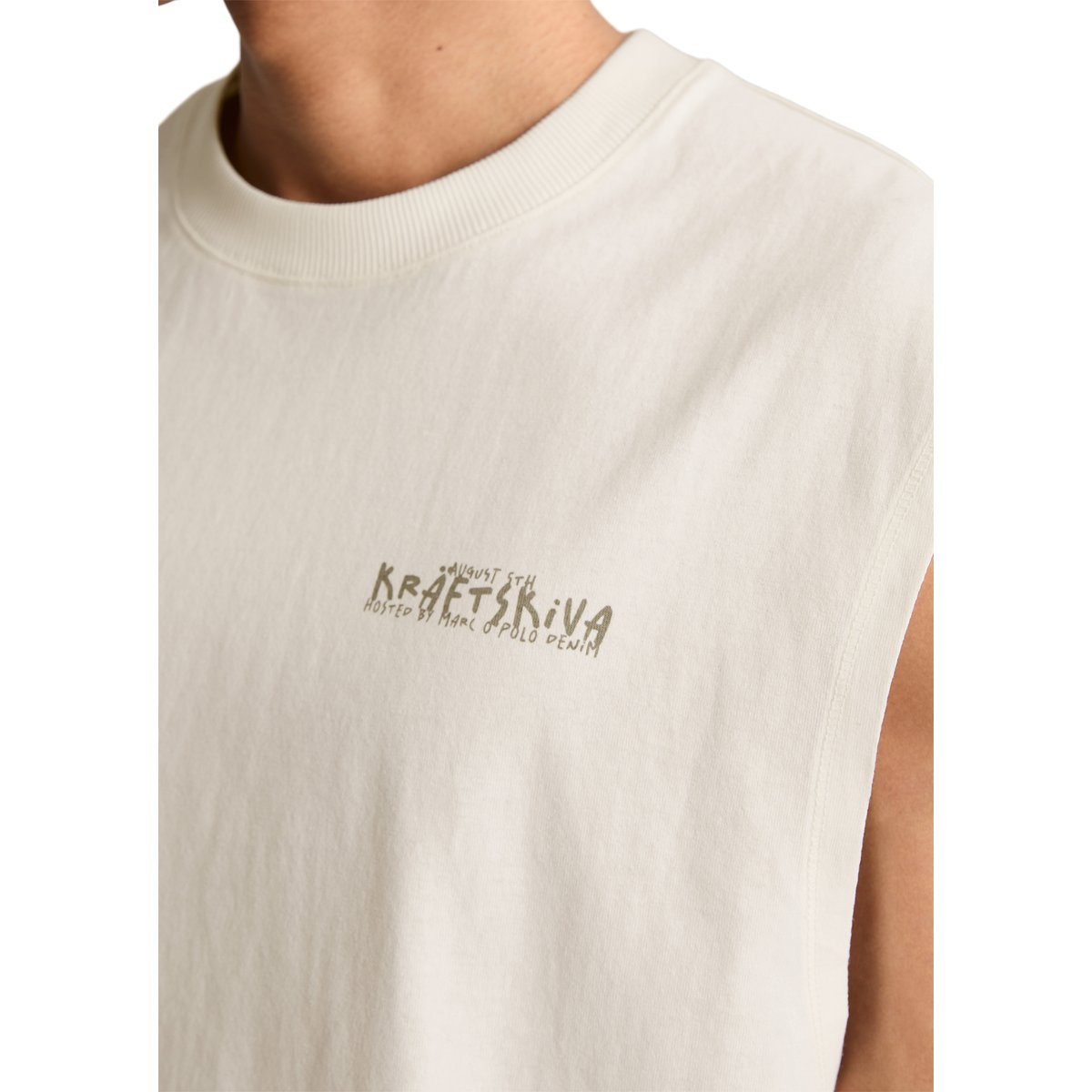 Débardeur Crayfish Capsule en jersey de coton bio de poids moyen blanc, MARC O’POLO DENIM