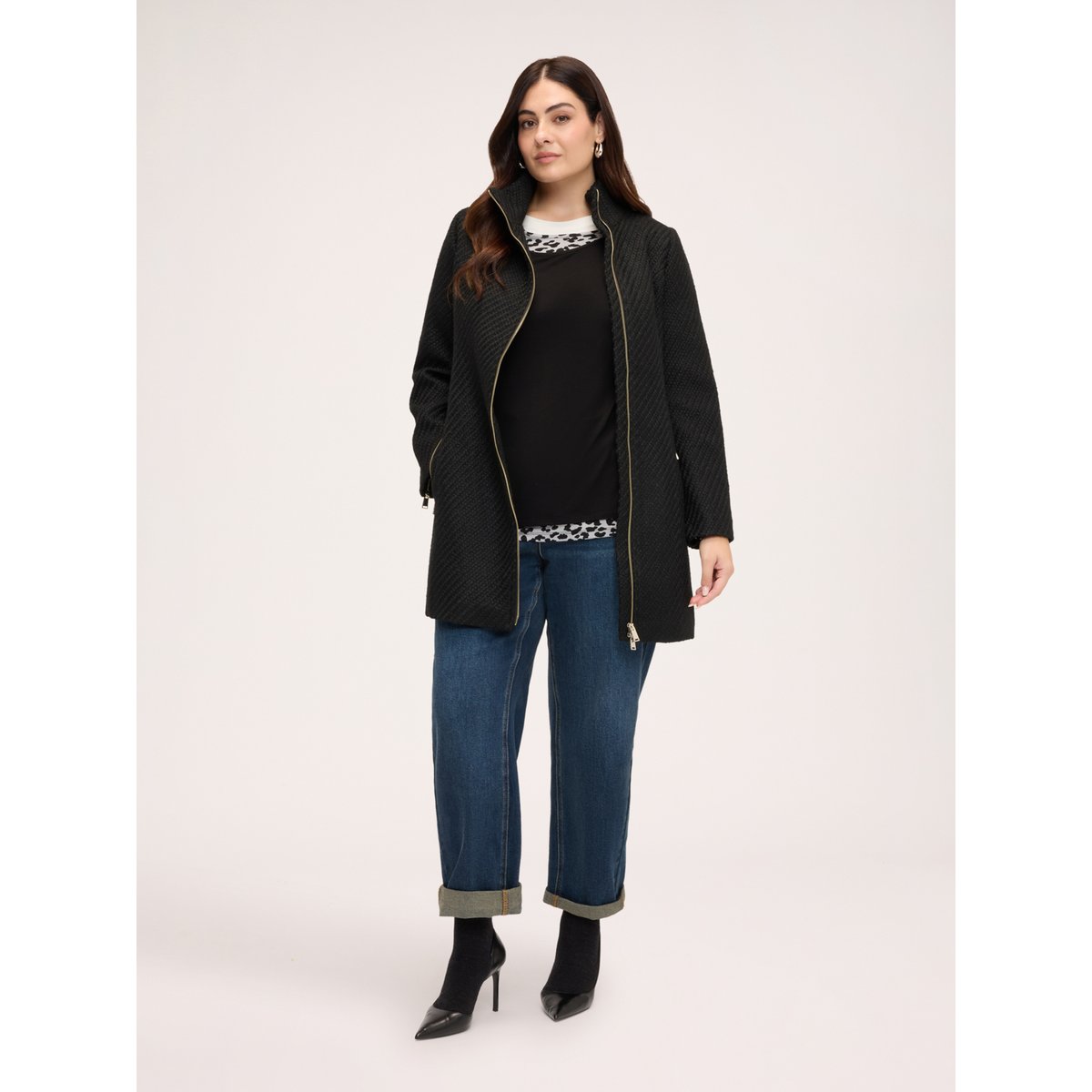 Manteau avec fermeture éclair noir, FIORELLA RUBINO