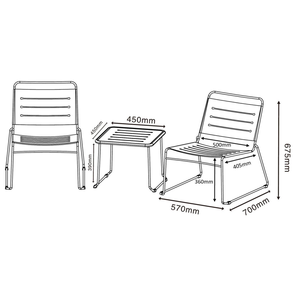 Salon de jardin 2 personnes en métal- SOLENA beige, DRAWER