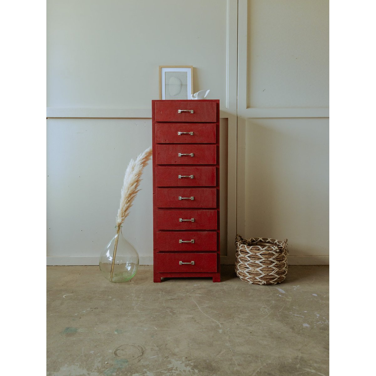 Chiffonnier vintage en bois Valery N°72 - Bon état rouge, DEBONGOUT