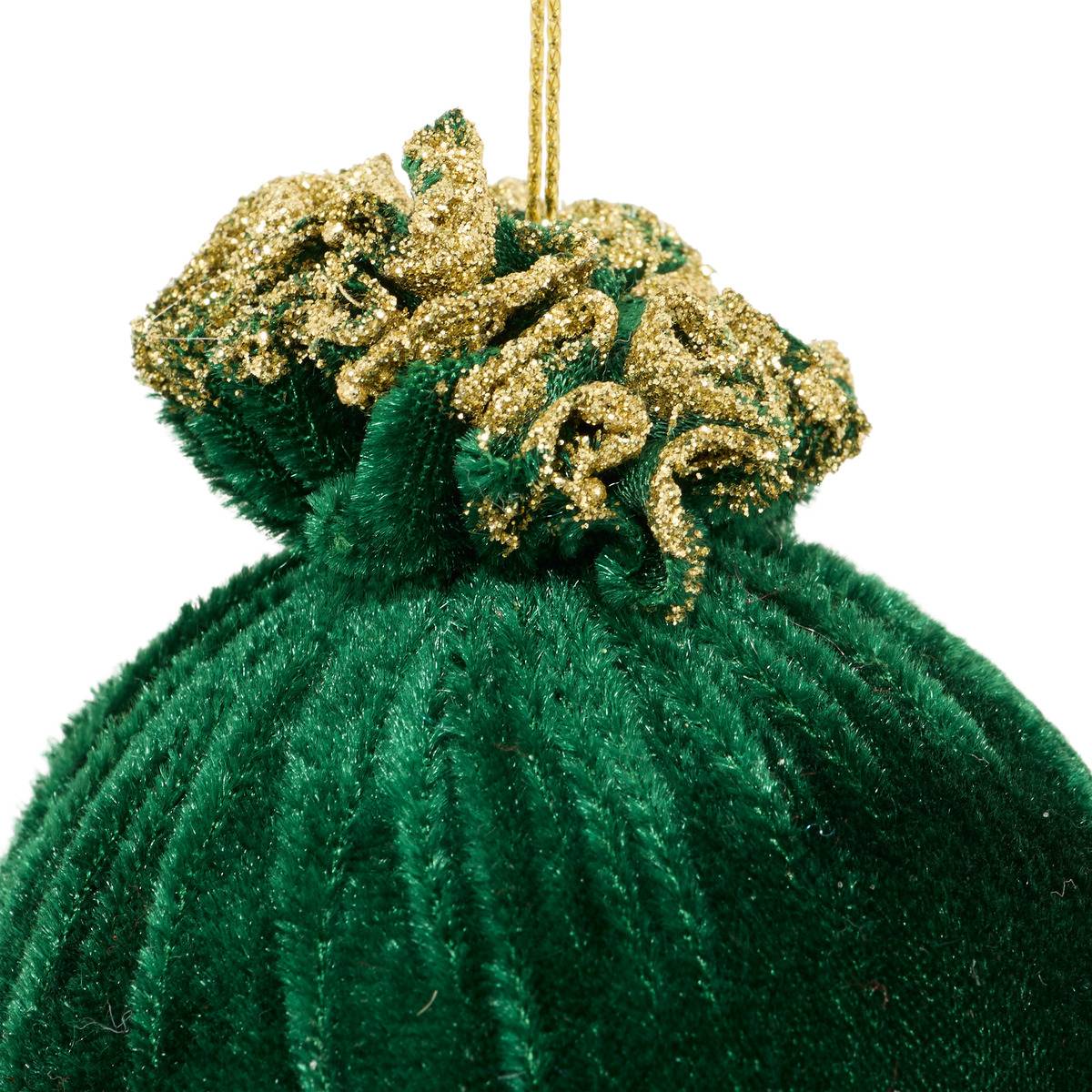 Boule de Noël en velours vert D. 80 mm vert, FEERIC LIGHTS & CHRISTMAS