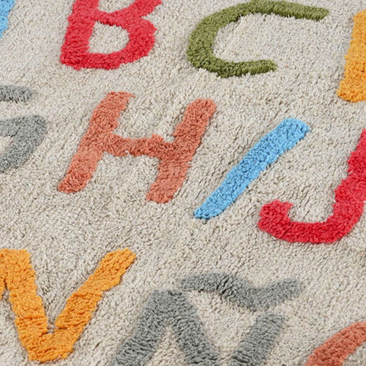 Tapis chambre enfant alphabet multicolore en coton 100x150x1.5cm multicolore, WADIGA