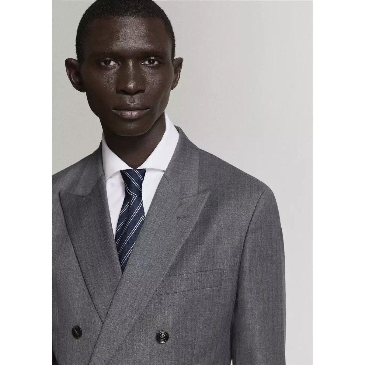 Veste de costume Monaco croisée slim-fit gris chiné moyen, MANGO MAN