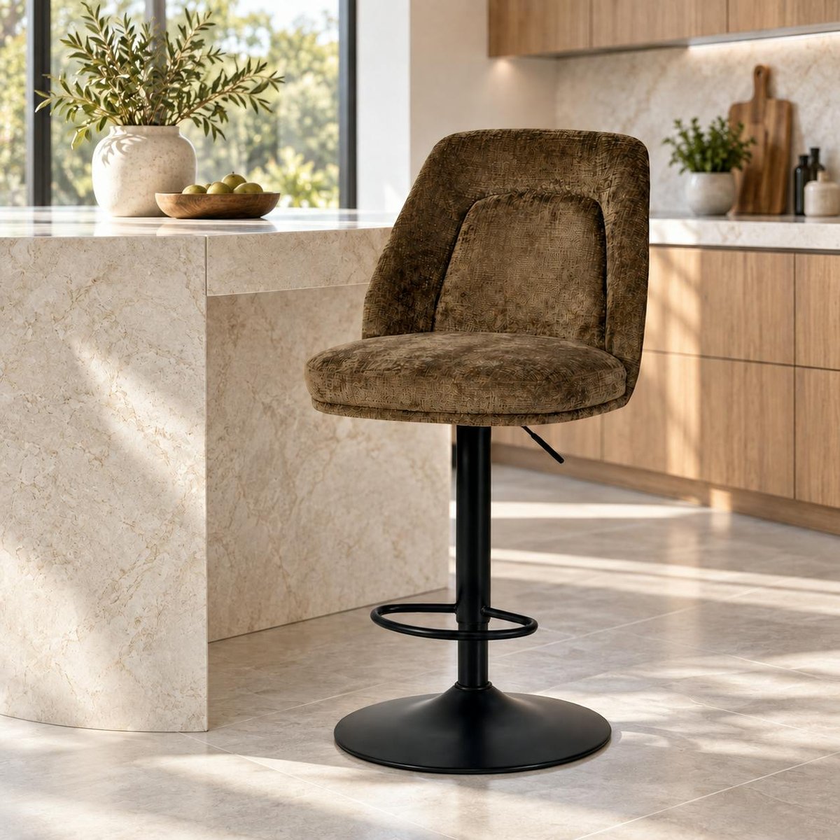 Chaise de bar pivotante et réglable (lot de 2) IENA marron, PIER IMPORT