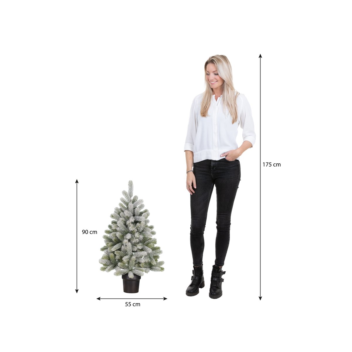 Sapin de Noël artificiel enneigé H90 cm NAGOYA vert, BLACK BOX TREES