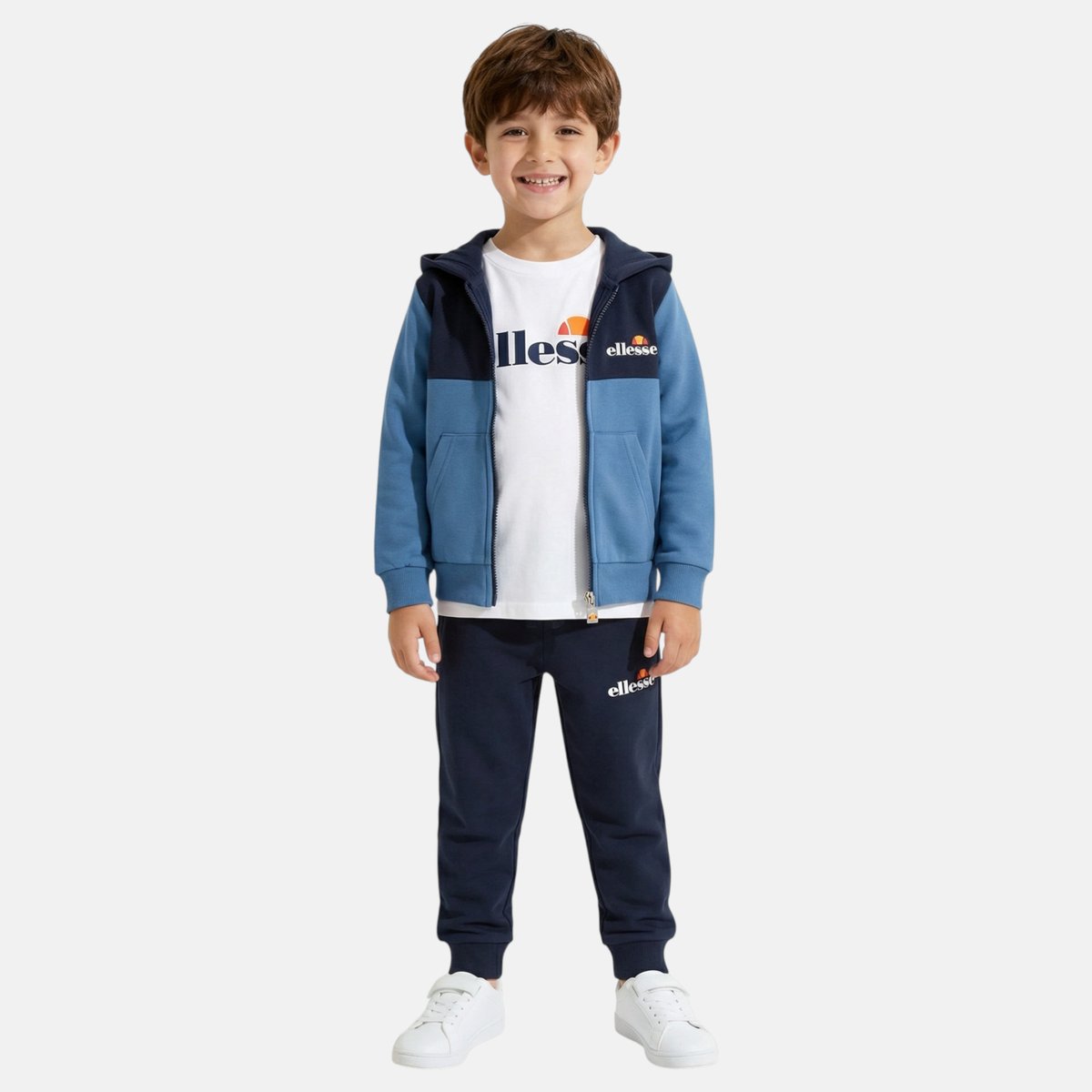 Ensemble 3 pièces t-shirt, veste à capuche et pantalon de jogging SQUAD bleu marine, ELLESSE