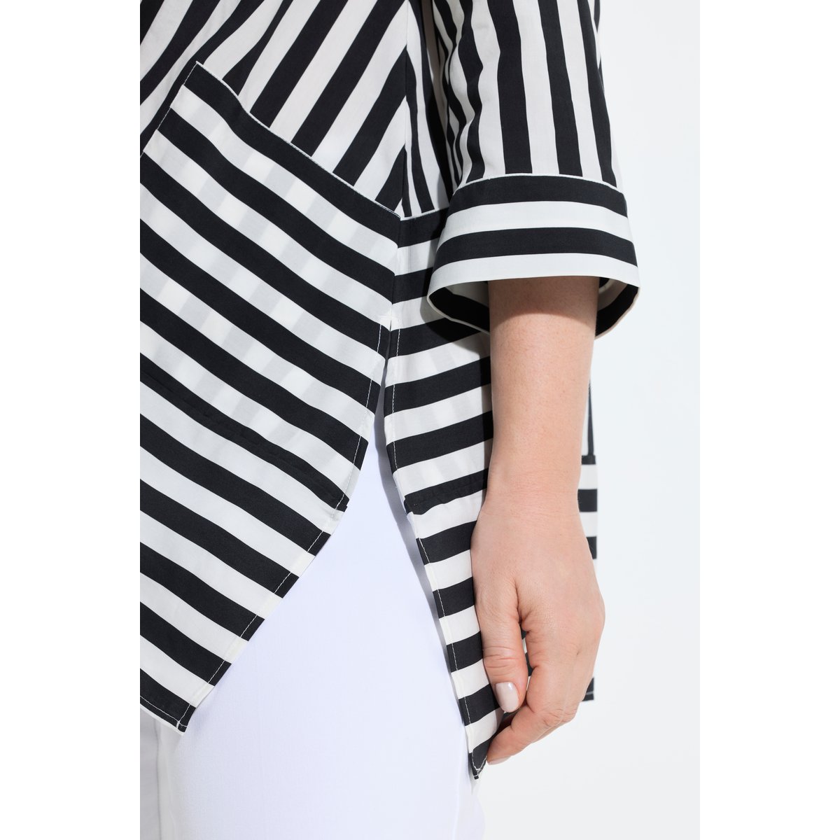 Blouse en Lyocell à rayures noir, ULLA POPKEN