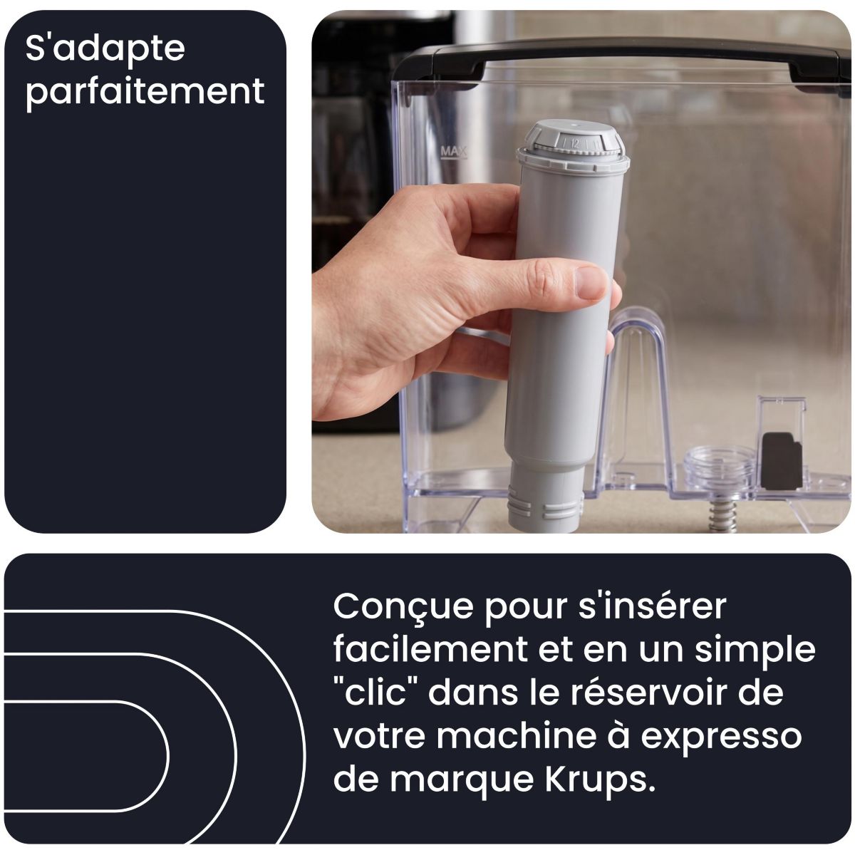 Cartouche filtrante pour expresso broyeur, compatible Krups - Lot de 4 couleur unique, ESSENTIEL B