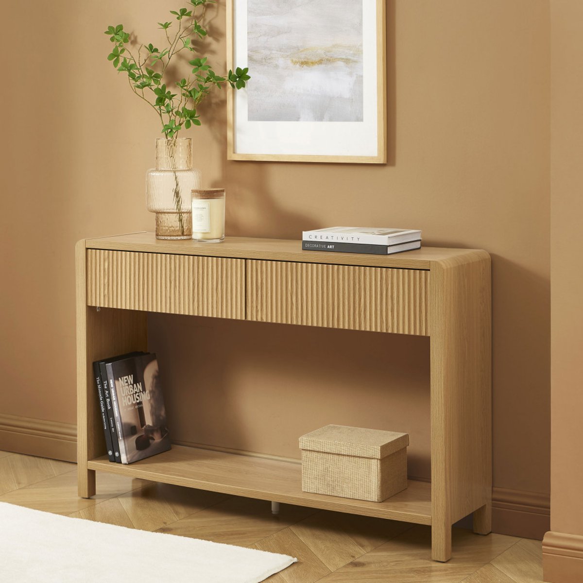 Console 2 tiroir en bois L120cm- PAULA bois clair, DRAWER