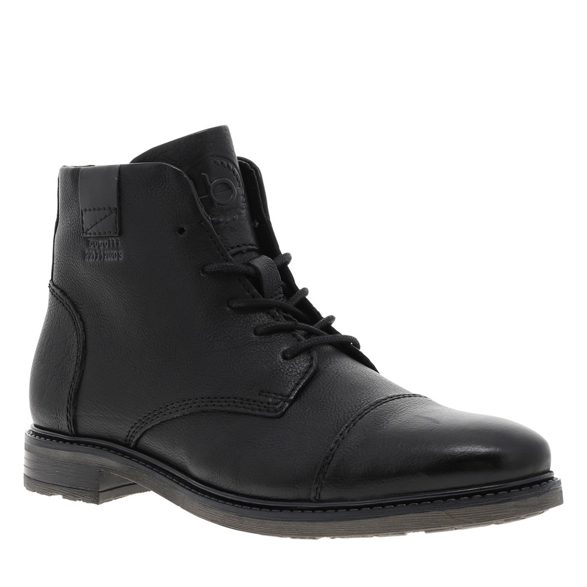 Bottines cuir talon plat noir, BUGATTI