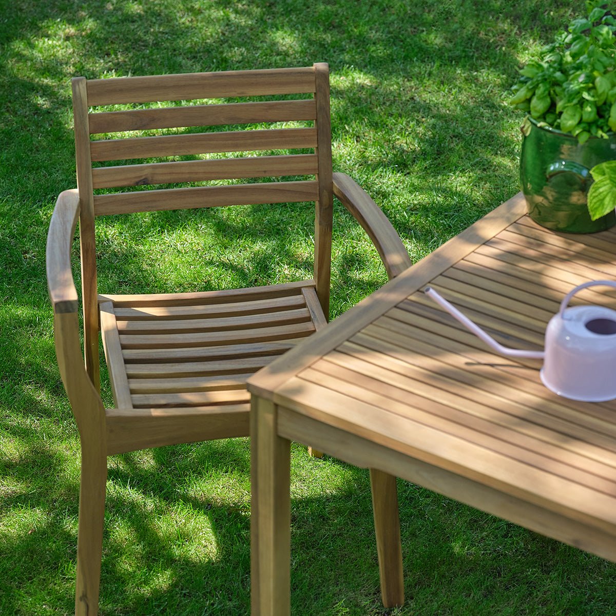Lot de 4 fauteuils de jardin en acacia massif MILOS naturel, BERAH GETAH