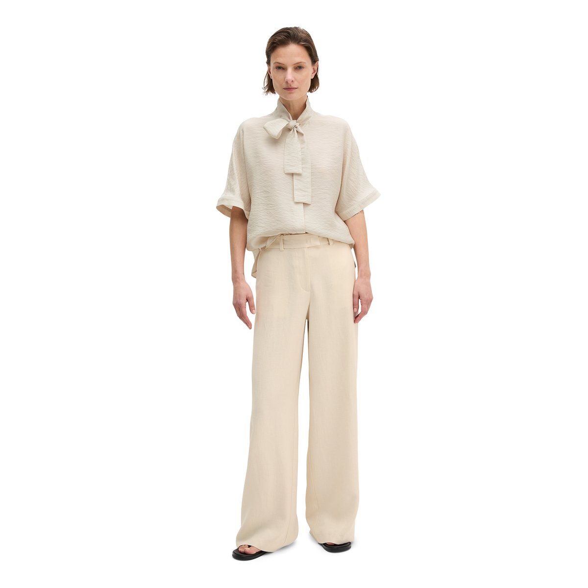 Chemisier à pinces regular en mélange de viscose gris clair, MARC O'POLO