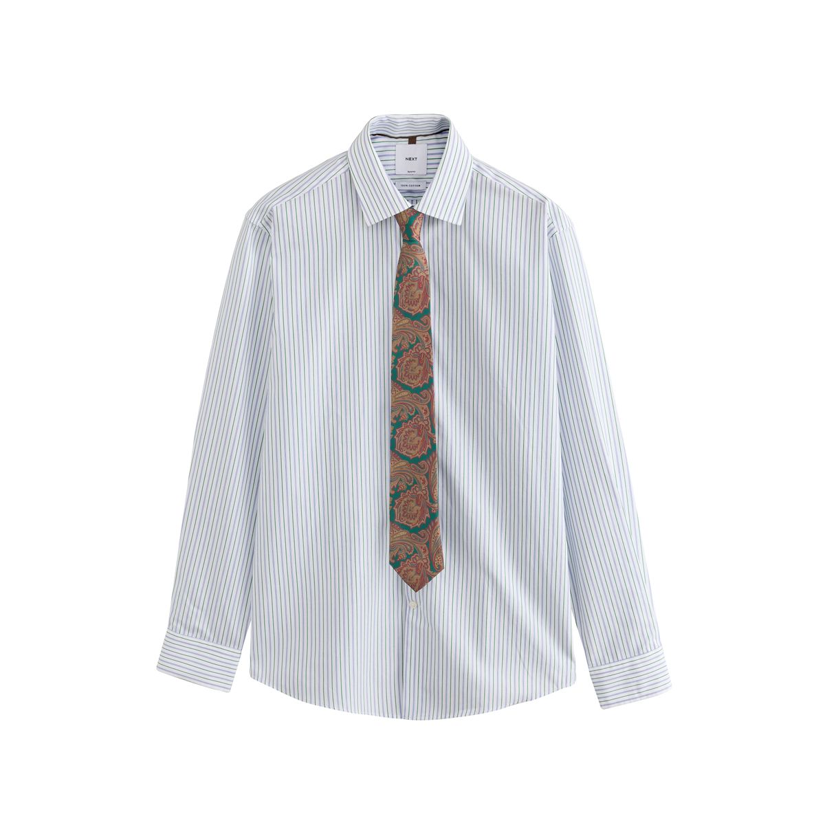 Chemise habillée à rayures avec cravate blanc/bleu/vert, NEXT