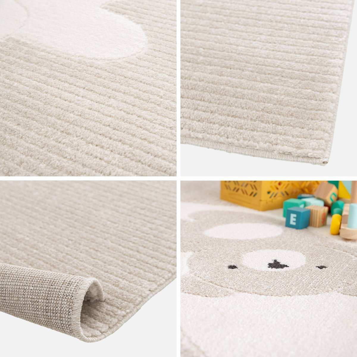 Tapis intérieur enfant beige créme oursons RYAN beige, SWEEEK