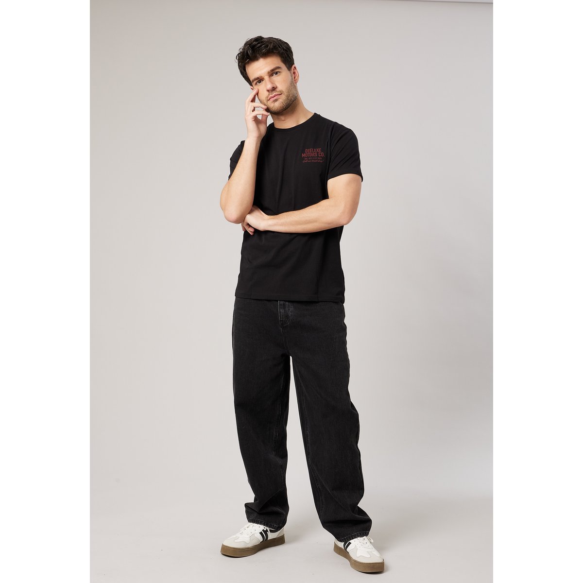 T-shirt regular homme imprimé moto vintage ROWDY black, DEELUXE
