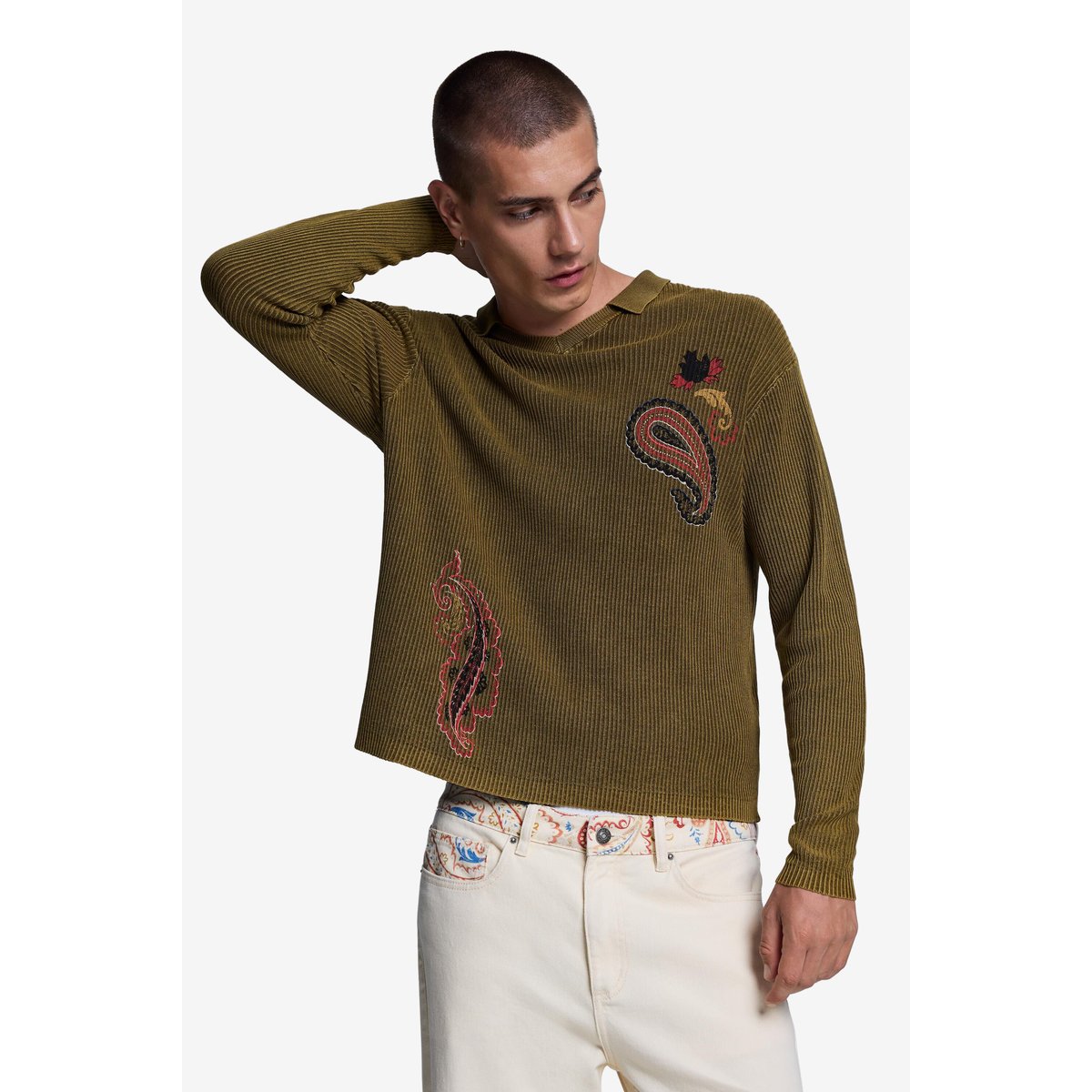 Pantalon Paisley 100 % coton beige, DESIGUAL