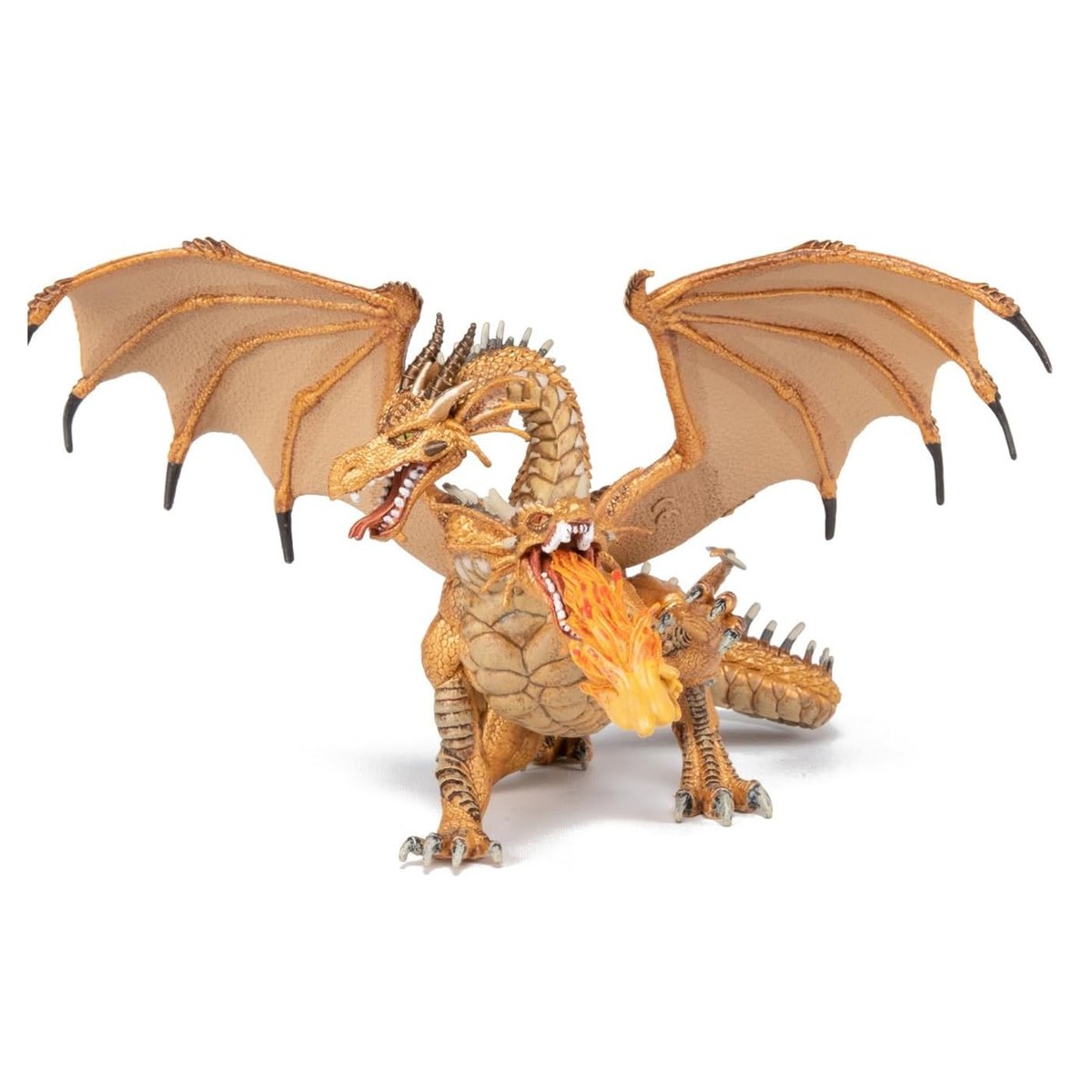 Figurine Dragon à deux têtes or marron, PAPO