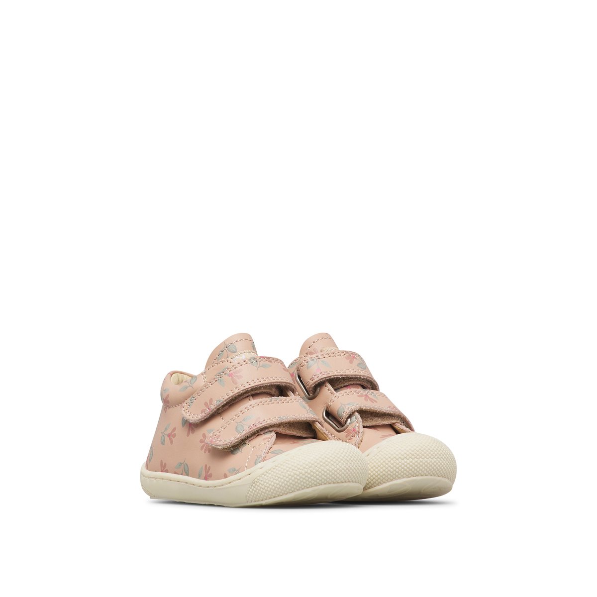 Chaussures premiers pas en cuir COCOON VL rose poudré-blanc, NATURINO