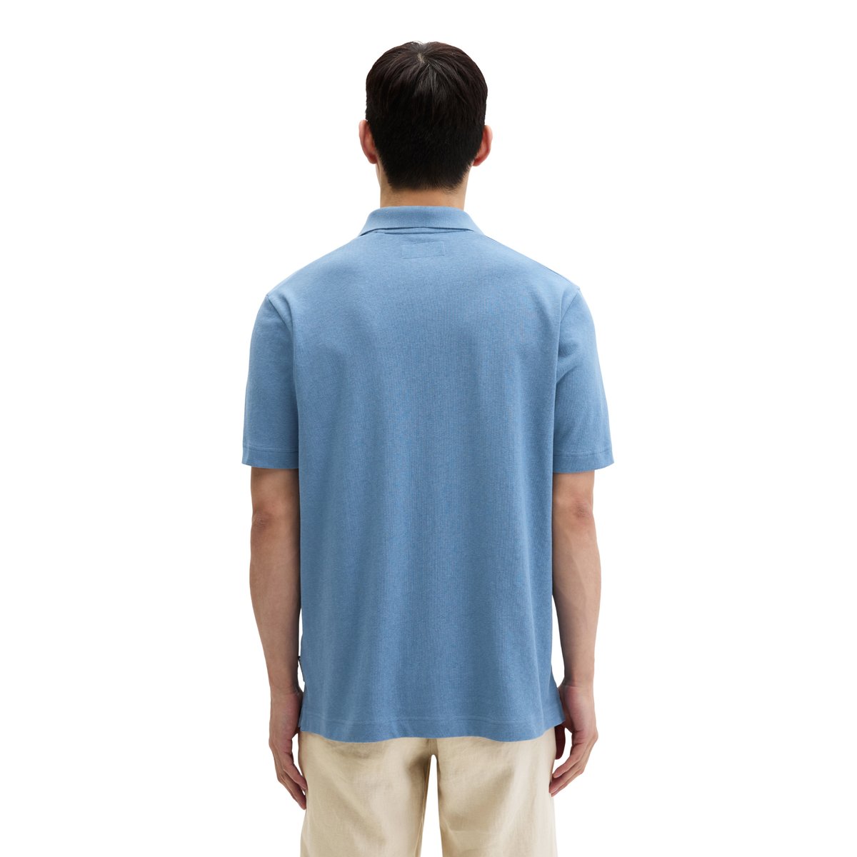 T-shirt en jersey à manches courtes regular en coton et lin mélangés bleu moyen, MARC O'POLO