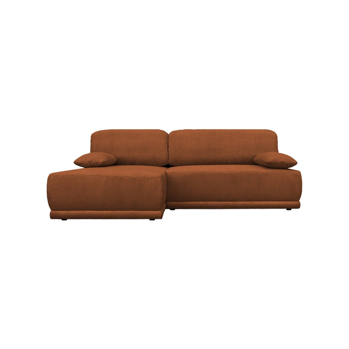 Banquette canapé d'angle gauche convertible 3 places velours côtelé avec coffre NELSON taupe, SWEEEK