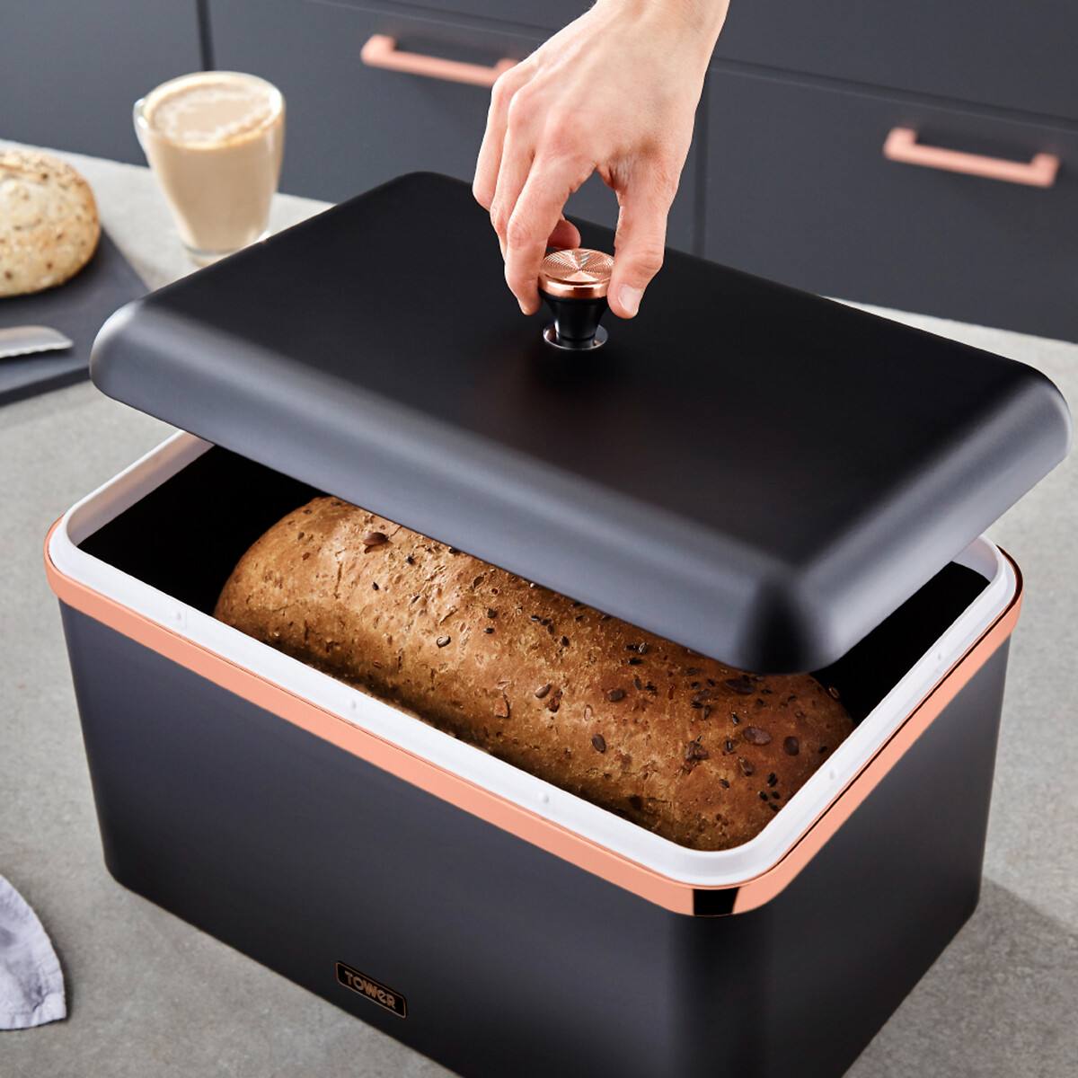 Cavaletto Bread Bin black, TOWER