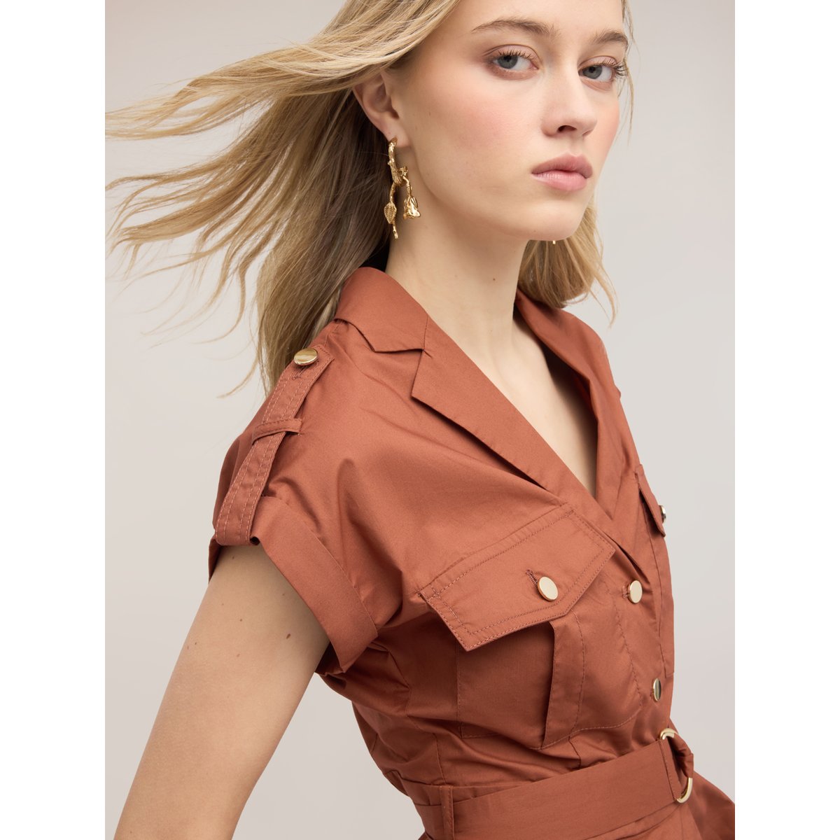 Chemise avec poches marron, MOTIVI