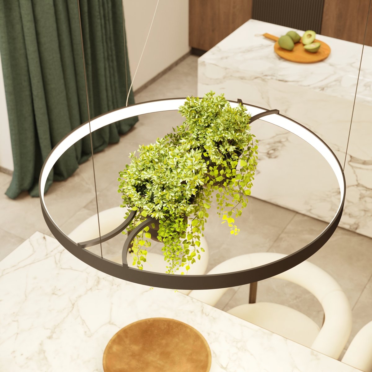 Lustre Aluminium Noir LED 1 Rio Bio noir, EDEN