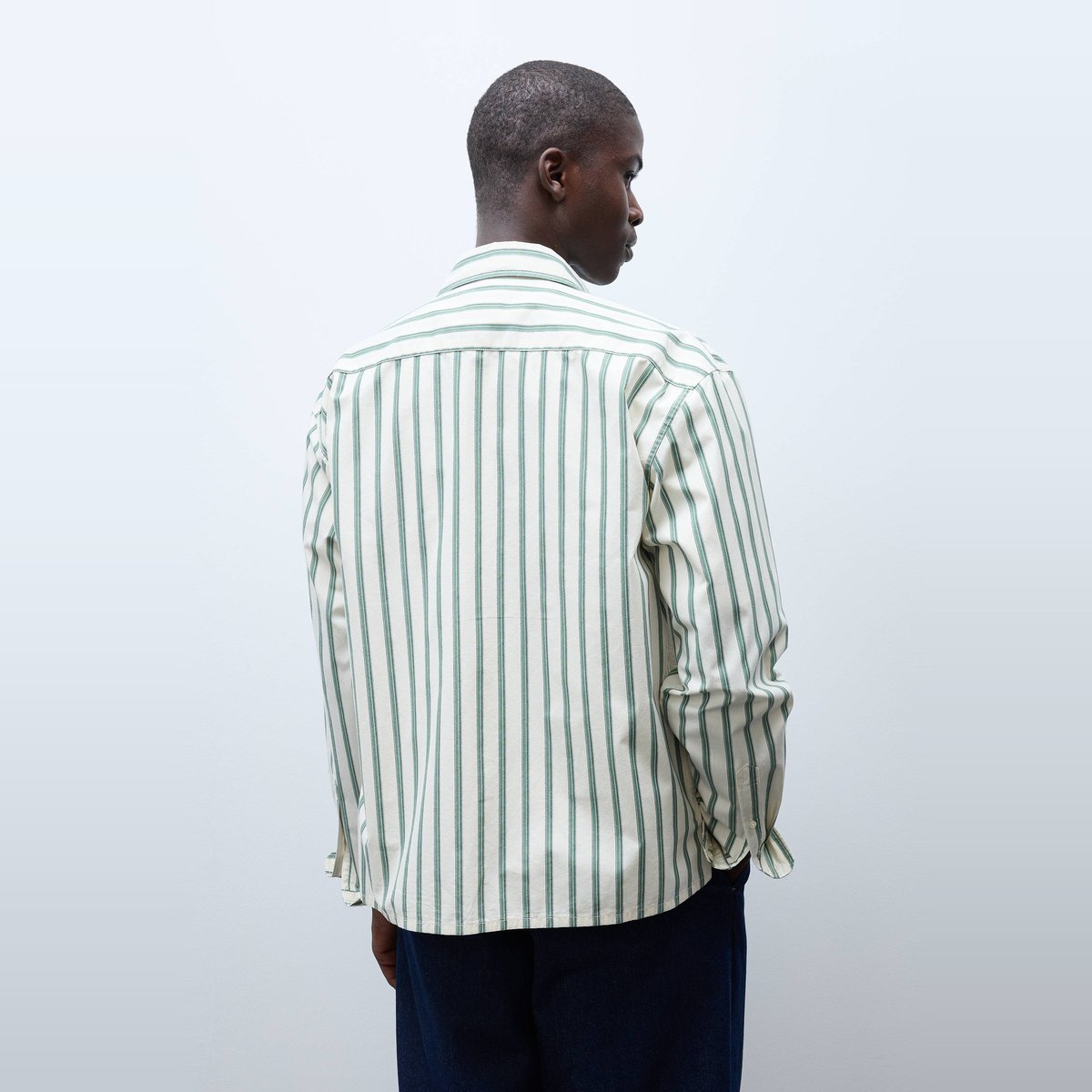 Chemise manches longues rayée en coton ecru, MONOPRIX