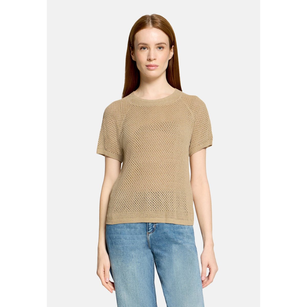 Pull-over en maille à encolure ronde beige/gold, CARTOON