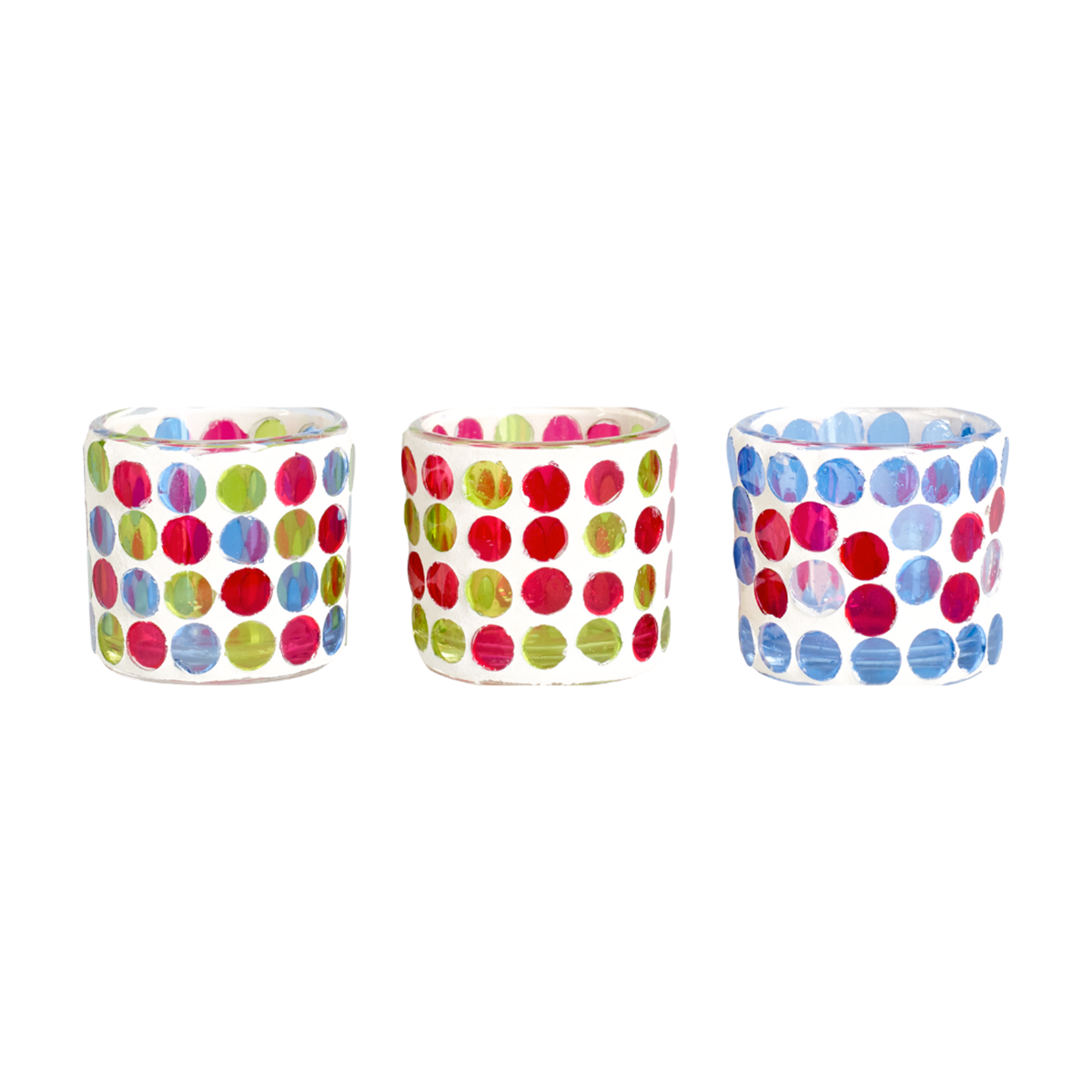 Set de 3 photophores décoratifs en verre H5 bleu, SIA DECO