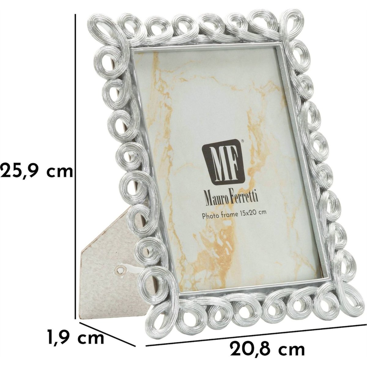 Cadre photo contour bouclé verre GLAM argenté, RECOLLECTION