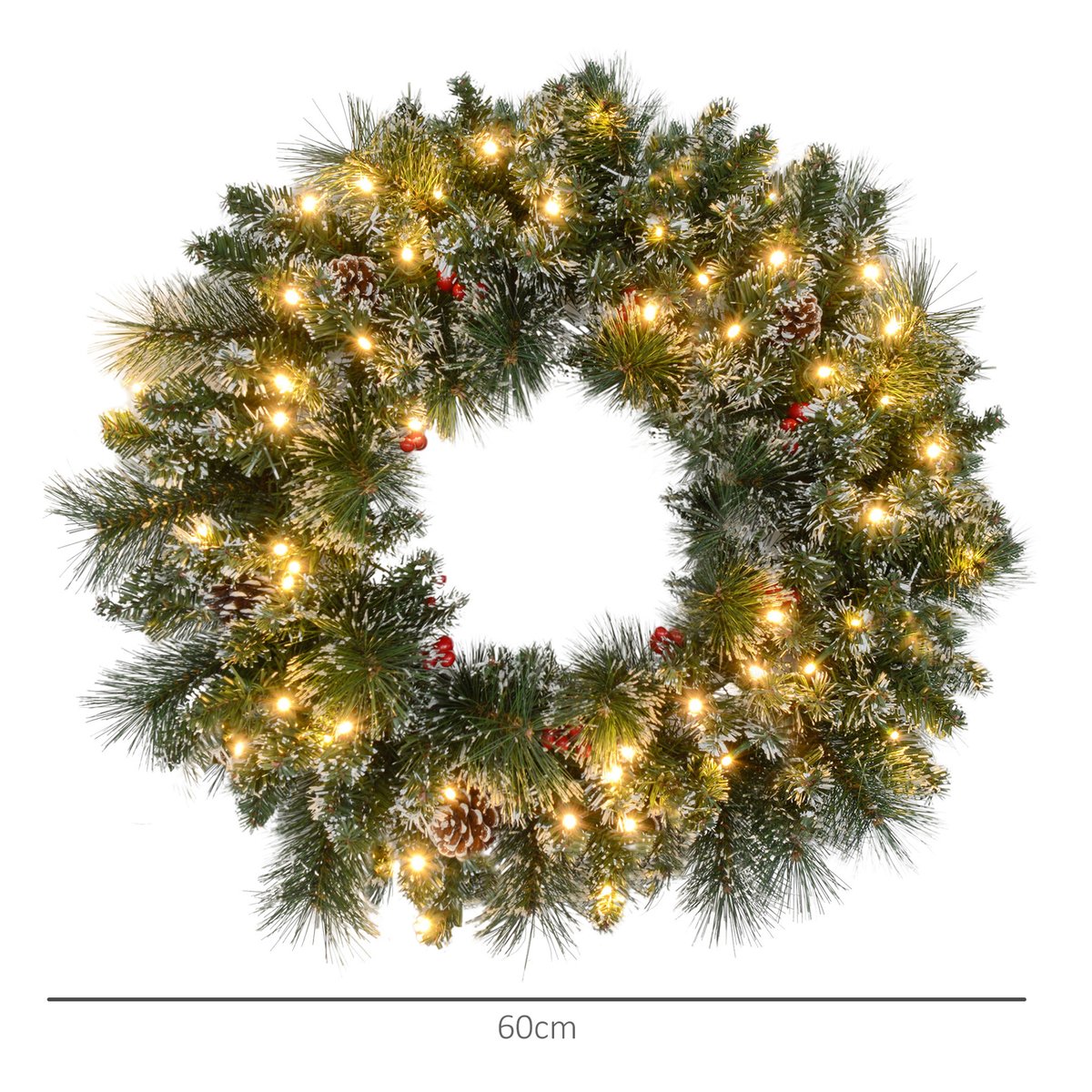 Couronne de Noël Plastique Vert vert, HOMCOM