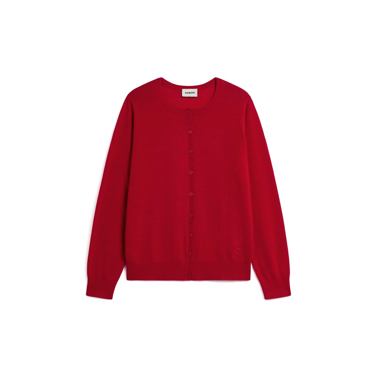 Cardigan en laine mérinos rouge, RODIER