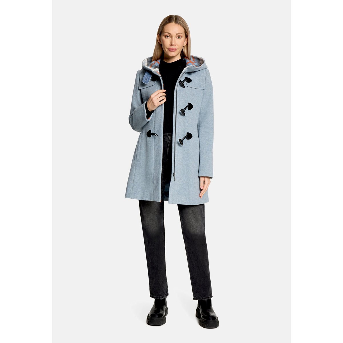 Duffle-coat à capuche bright blue melange, GIL BRET