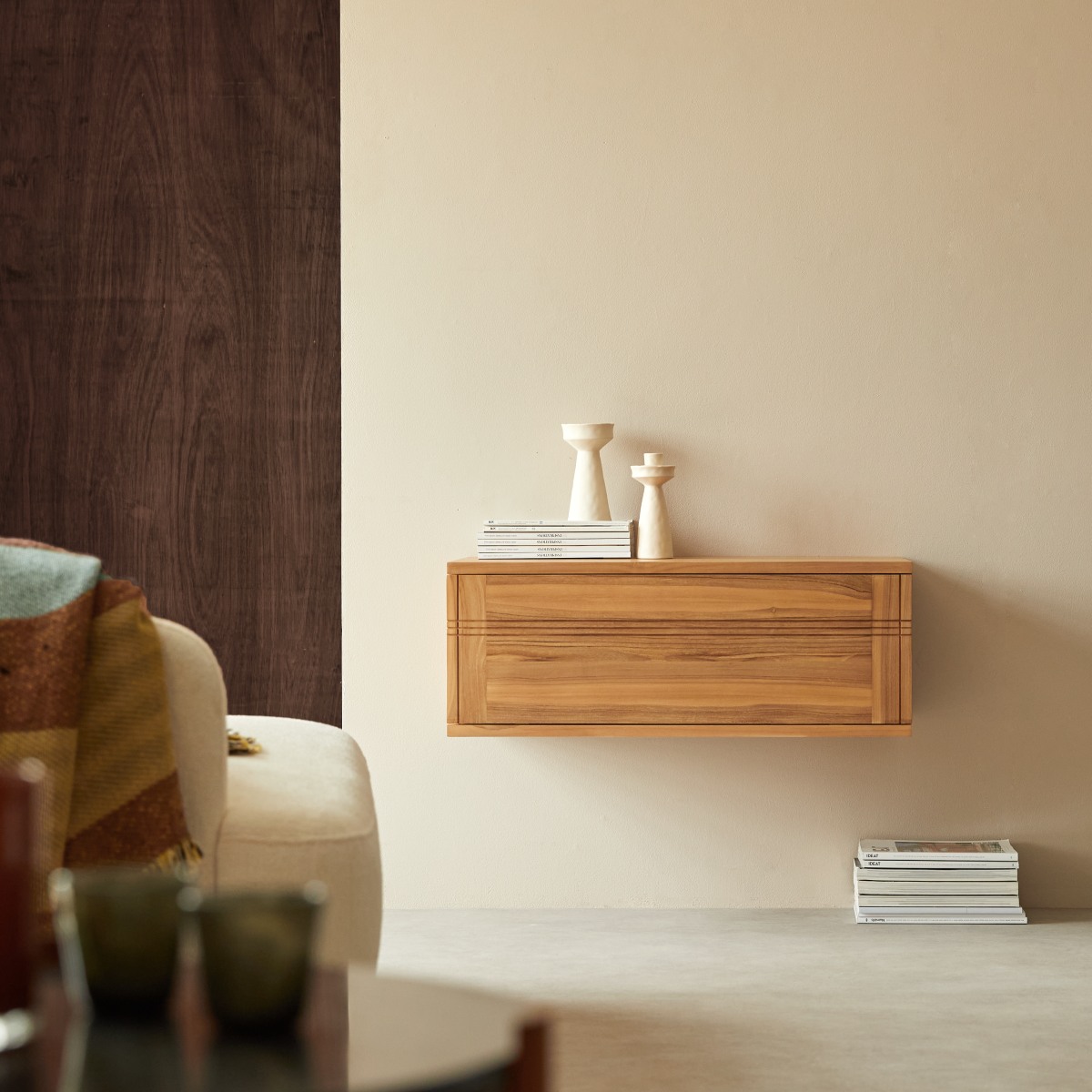 Meuble Hi-FI, TV en Teck massif, BASIC naturel, TIKAMOON