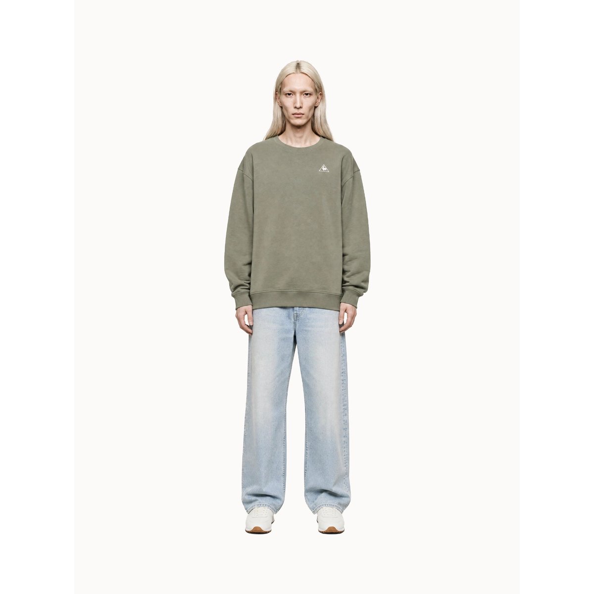 Sweat col rond relax en double face kaki, LE COQ SPORTIF