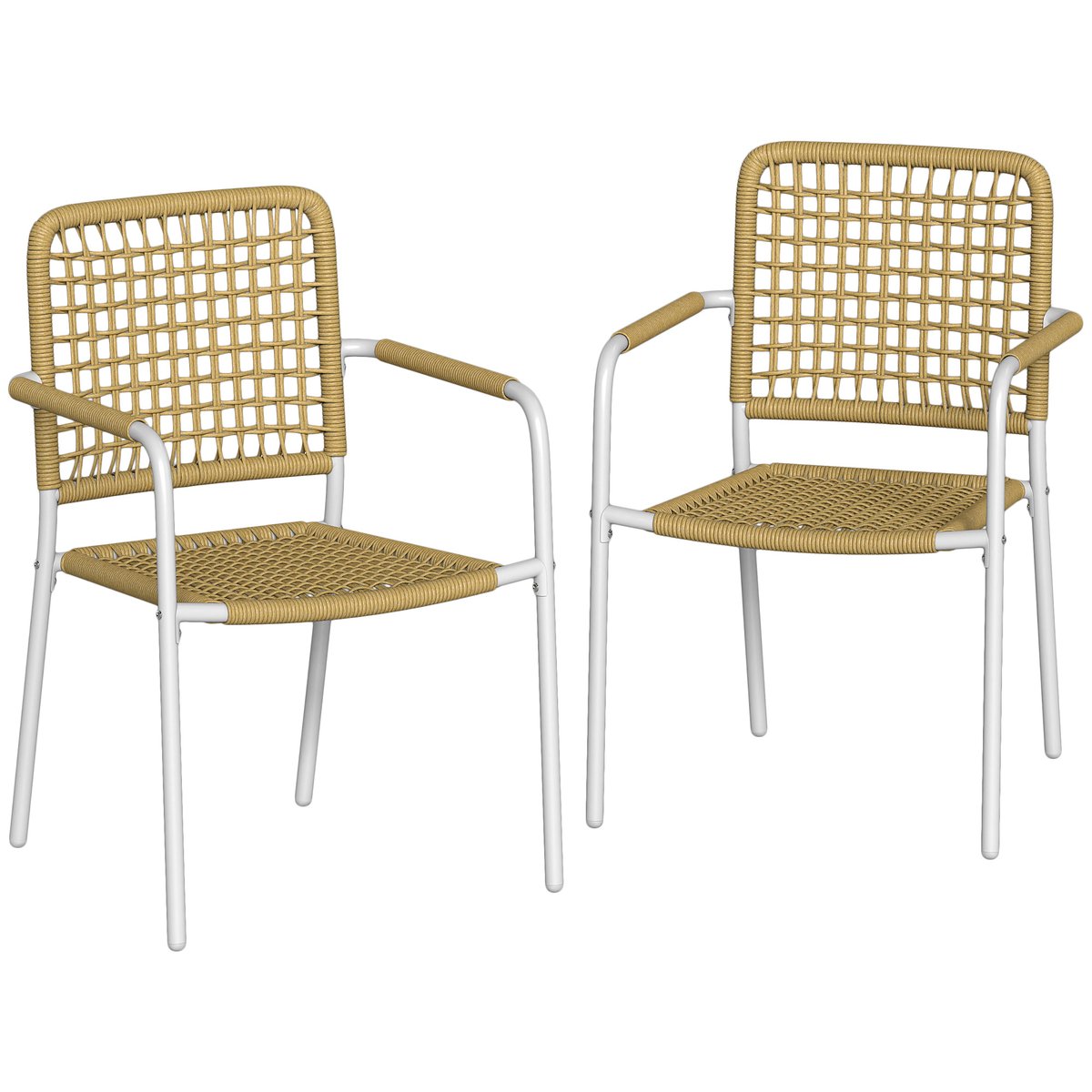 Chaise de jardin Métal Jaune jaune, crème, OUTSUNNY