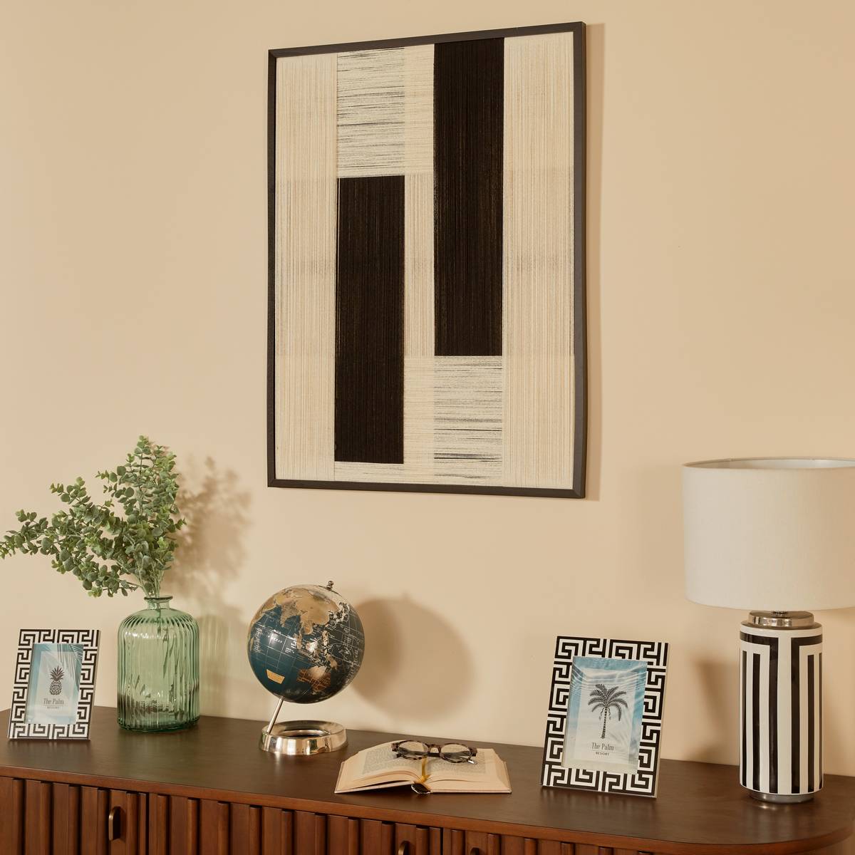 Décoration murale tissée graphique TISSIA noir et blanc, ATMOSPHERA