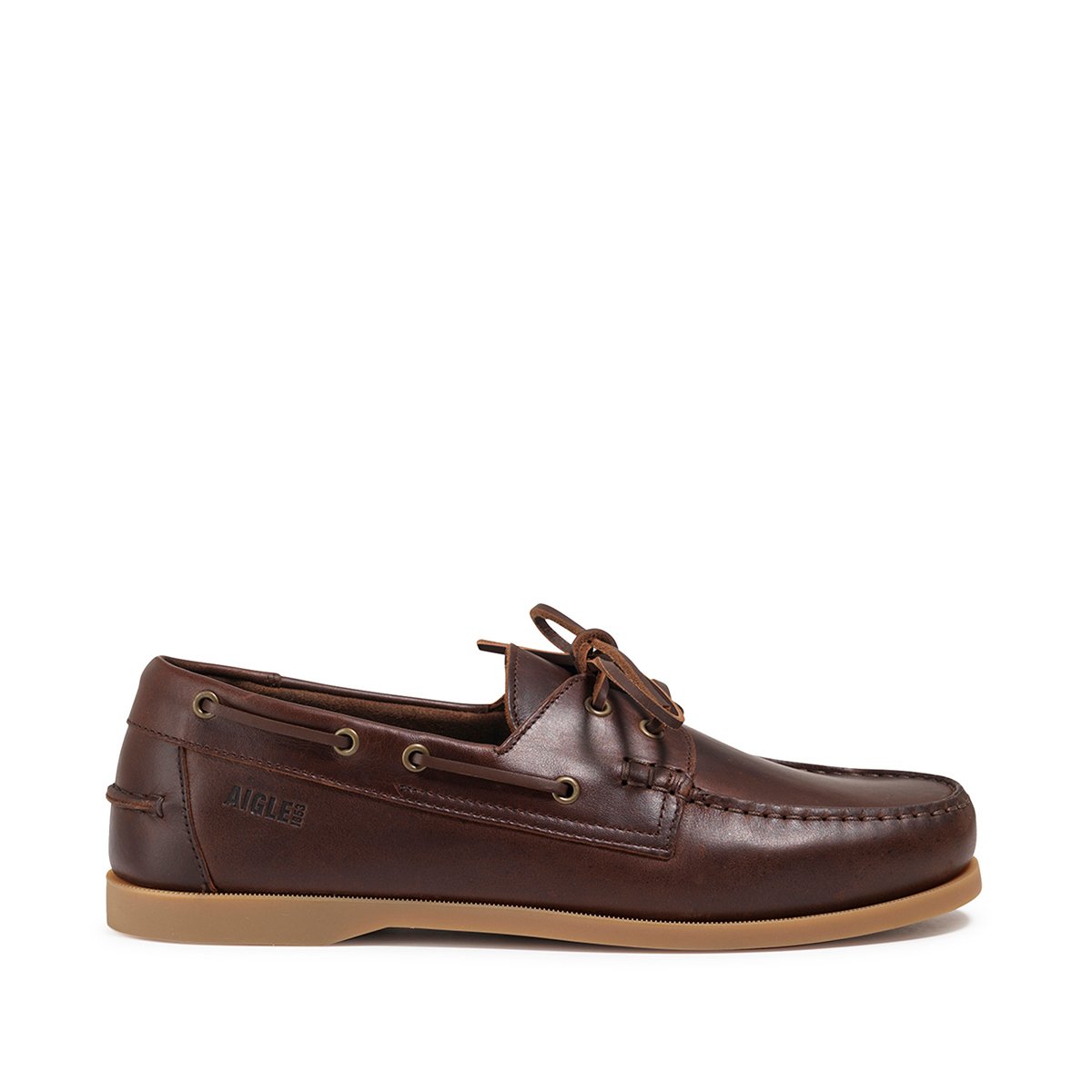 Chaussures bateau en cuir NEW NUBILA marron vieilli, AIGLE