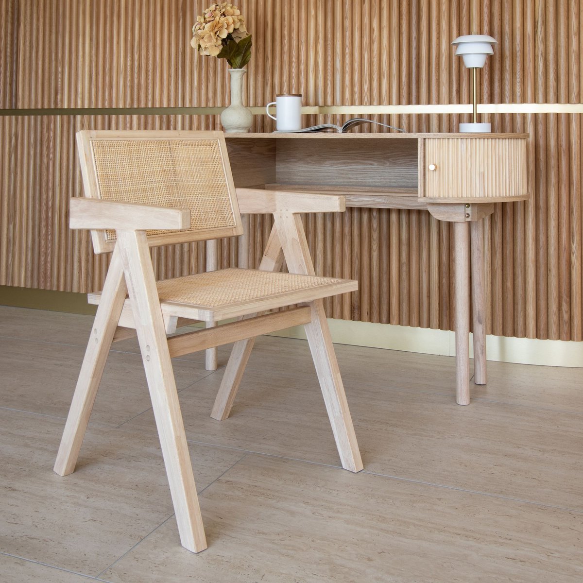 Chaise de bureau en bois de pin, HECTOR naturel, NOW'S HOME
