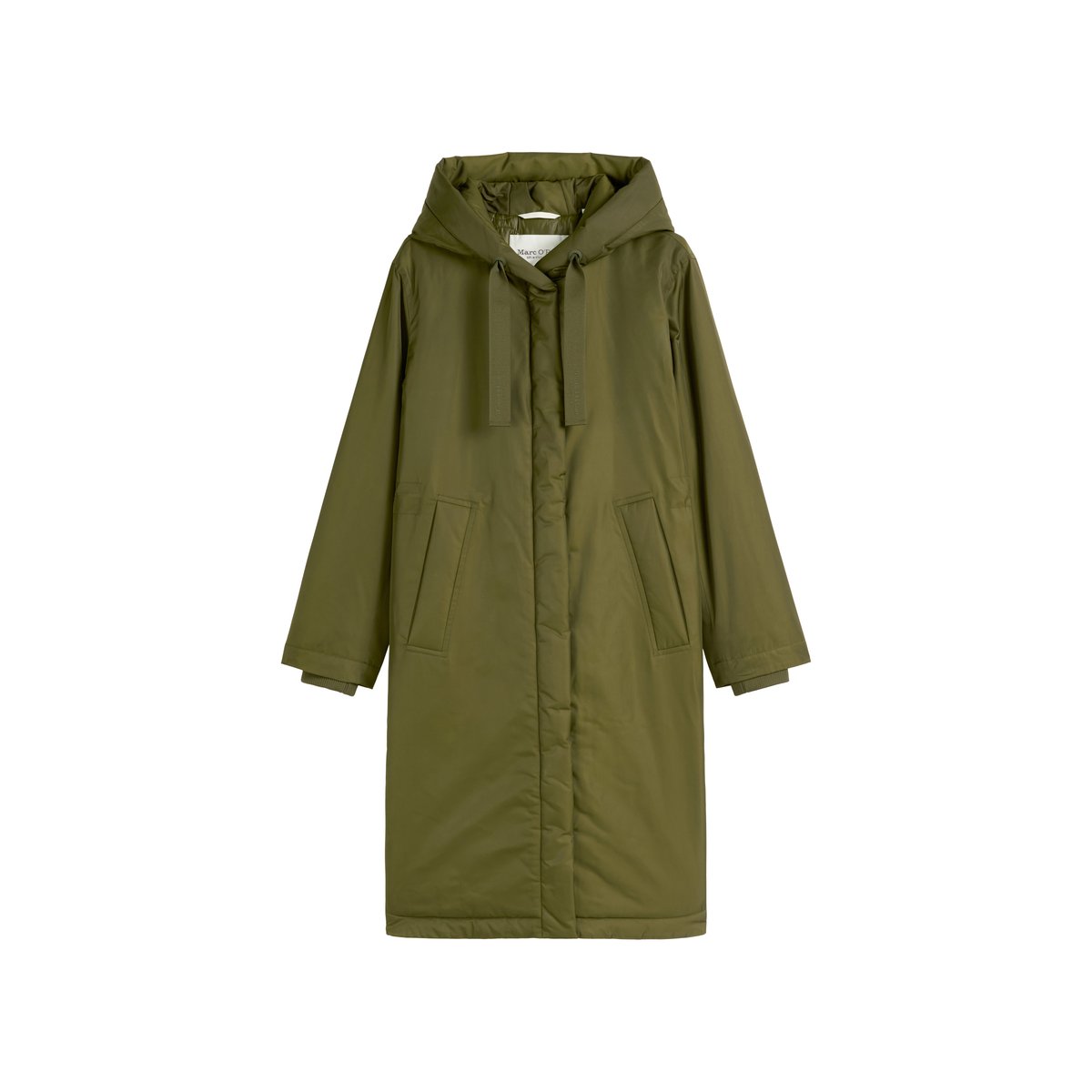 Parka avec capuche regular en sergé de polyester recyclé vert foncé, MARC O'POLO